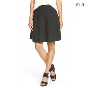 NWT Eileen Fisher L Charcoal Merino Wool Short Skirt